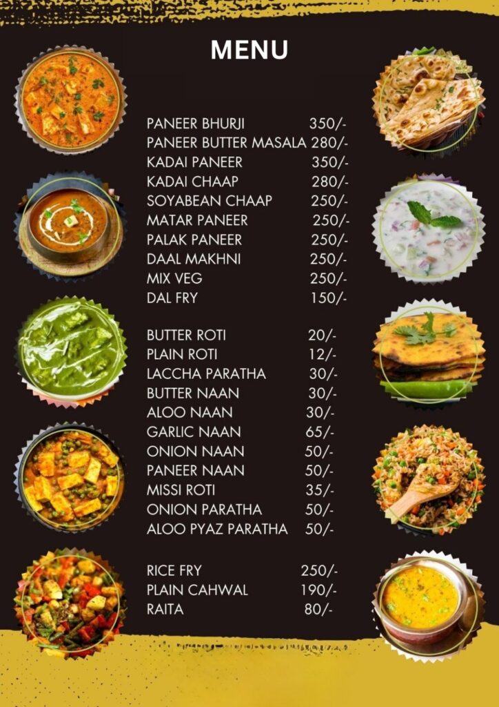 Private Theatre Delhi Menu